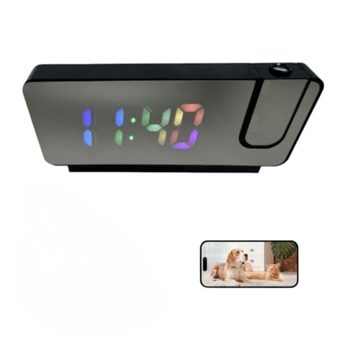 ULar HD Clock Camera has Colour Projection, Alarm, Clock, and Camera in One, with Color Display, and can Record Anytime and Anywhere 100-Degree Wide Angle Provides with Indoor Home No Audio (32GB)