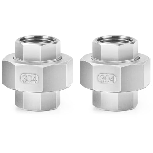 Image of ChillWaves 304 Stainless Steel Cast Pipe Fitting, Union，3 /8 inch NPT Female Thread Adapter(2-PACK)