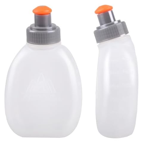 Azarxis Running Water Bottles Flask BPA Free Leakproof Hydration Vest Packs Waist Belt Replacement for Triathlon Marathon Hiking Cycling Climbing Jogging Runner (170ml / 5.7oz - 2 Pack) Cover