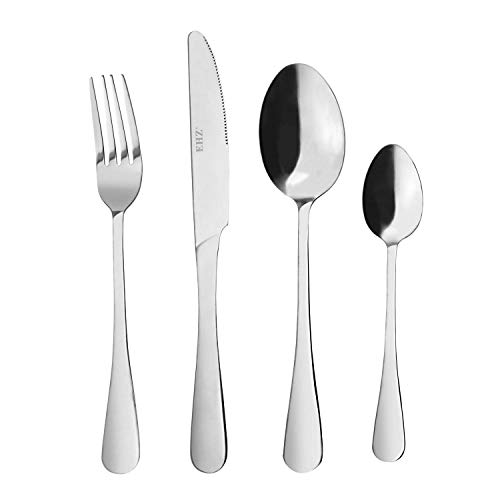 Cutlery Silverware Flatware Set Stainless Steel Utensils Dishwasher Safe Include Mirror Polished KnifeSpoonFork for Kitchen Restaurant 20 Piece Service for 5 Arc Handle