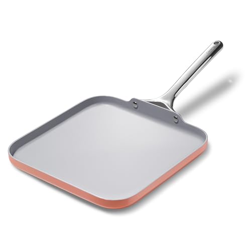 Caraway Square Griddle Pan - 11” Square Pan - Non-Stick Ceramic Coated - Non Toxic, PTFE & PFOA Free - Oven Safe & Compatible with All Stovetops - Perracotta