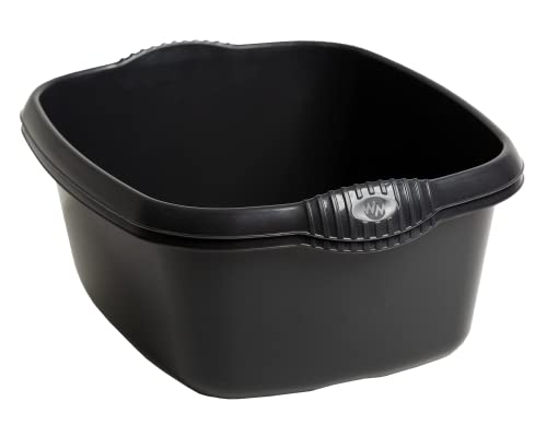 M1SS 39cm Washing Up Bowl Rectangular with Integral Handles Strong Plastic Kitchen Washtub, Sink Tidy, Organiser Approx. 12L Litre Capacity, 39cm x 32cm x 16cm (Midnight Greyish) - Image 4