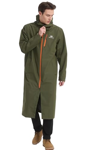 Image of NORDIC OUTLAND Rain Jacket Men,Waterproof Breathable Long Raincoat with Hood Mesh Lining,Windbreaker for outdoor activities