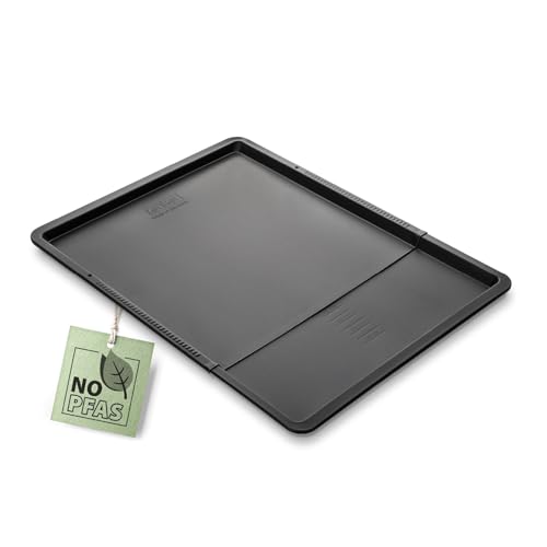 Perfect - Teglia da forno e biscotti 37-52 cm regolabile in lamiera dacciaio con doppio rivestimento antiaderente resistente al calore +230 °C Made in Germany nero
