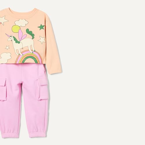 Image of Amazon Essentials Girls and Toddlers' Long Sleeve T-Shirt and Pull on Pants Set