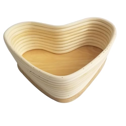 BESPORTBLE Cestino Intrecciato Forma di Cuore Naturale con Coperchio Accessorio da Forno per Lievitazione Pane Contenitore per Impasti Artigianali per Panificatori Amatoriali e