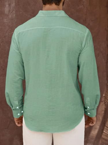 Image of Men's Casual Button Down Shirts Long Sleeve Linen Touch Textured Shirt Wrinkle Free Fashion Casual Vacation Beach Summer Shirt (1001)