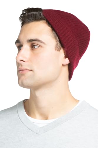 Fishers Finery Men's 100% Pure Cashmere Ribbed Cuffed Hat; Ultra Plush