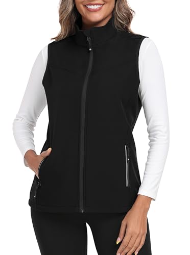 MoFiz Women's Fleece Lined Softshell Vest Windproof Lightweight Insulated Sleeveless Jacket Full Zip Running Vest2