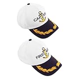 CONGARTENO 2 Piezas Gorra Béisbol Blanca Ligera para Hombre y Mujer Accesorios para Fiesta Temática y Diario Pack Diseño Náutico Versátil y Cómodo