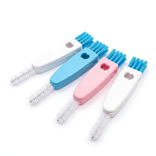 Image of 3 in 1 Cup Lid Gap Cleaning Brush Set, Multifunctional Bottle Cleaning Brush, Mutipurpose Tiny Silicone Cup Holder Cleaner, Home Kitchen Cleaning Tools 4Pack (2PCSWhite+Pink+Blue)