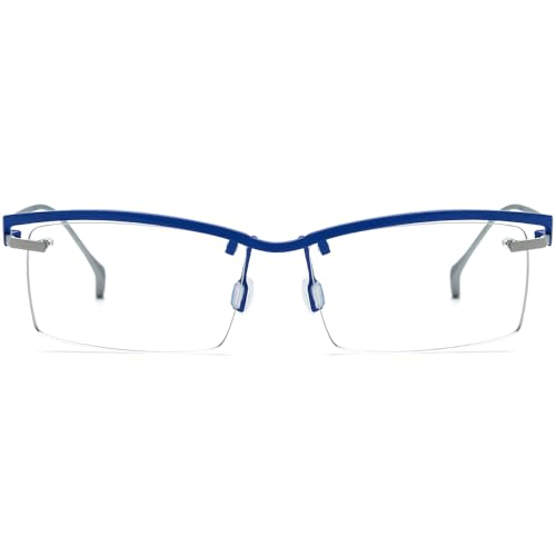 Image of FONEX Pure Titanium Glasses Frame Men Semi Rimless Square Eyeglasses Eyewear DTX416