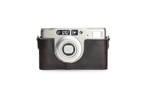 Protéger Contax TVS II housse cuir véritable marron foncé