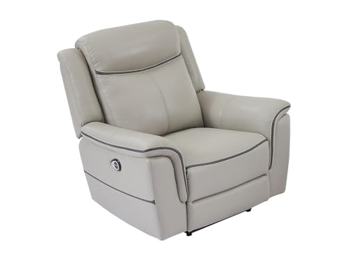 Vente unique   Sillón Relax elÈctrico de Cuero Gris Claro ADELIO