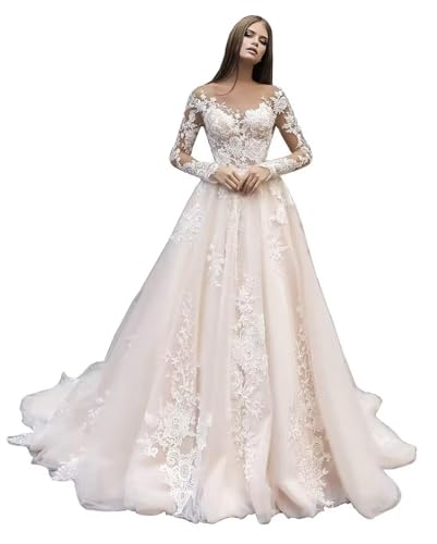 Wedding Dresses Ball Gown for Bride Lace Appliques Tulle Beach Bridal Gowns with Train He1023