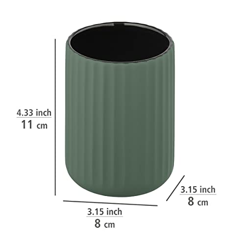 WENKO Belluno Ceramic Toothbrush Beaker Green, Green/Black, 1 - Image 3