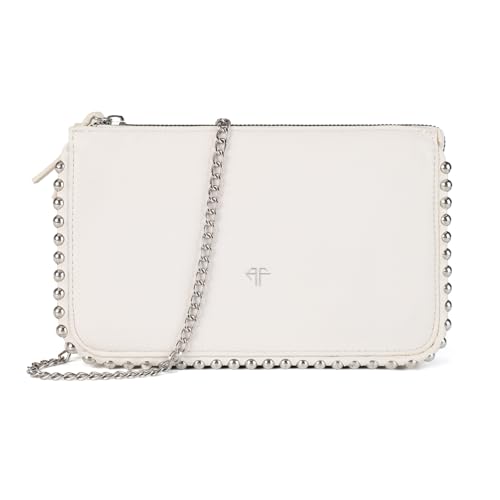 Sac à main à bandoulière en chaîne blanc compact en cuir végétalien pour voyager léger