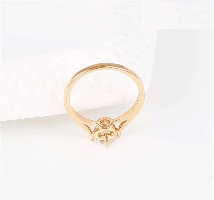 Classic Solitaire Engagement Ring, 18K Rose Gold Plated, Round Cubic Zirconia, Gift Velvet Box3