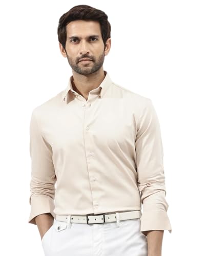 Image of IndoPrimo Men's Satin Shirt with Spread Collar Neck Line Solid Pattern Full Sleeves Regular Fit Western Style and Standard Length