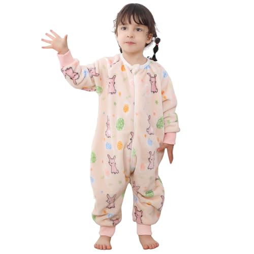 Saco Dormir Bebé con Pies Pijama Saco Bebé, Invierno Franela Pelele Ropa para Dormir con Manga Larga, Pijama Manta Bebé Niñas Niños con Cremalleras Dibujos Animados Buzo Bebé Estampado 110(3-4 Años)