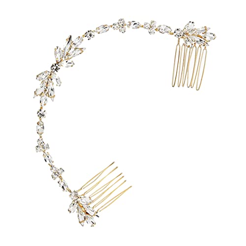 ARTSEWPLY 結婚式用ヘアアクセサリー 水晶発梳ダブルヘアコーム 新娘用 髪飾