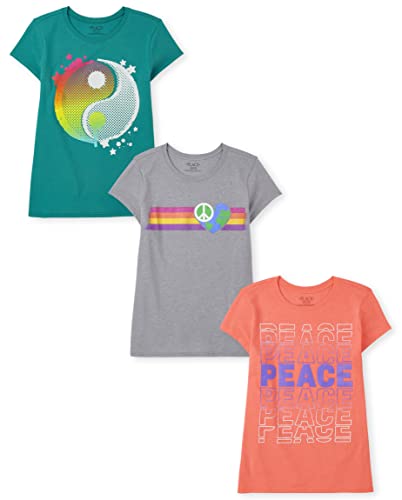 Image of The Children's Place Girls' All Holidays,Birthdays Short Sleeve Graphic T-Shirts,3 Pack