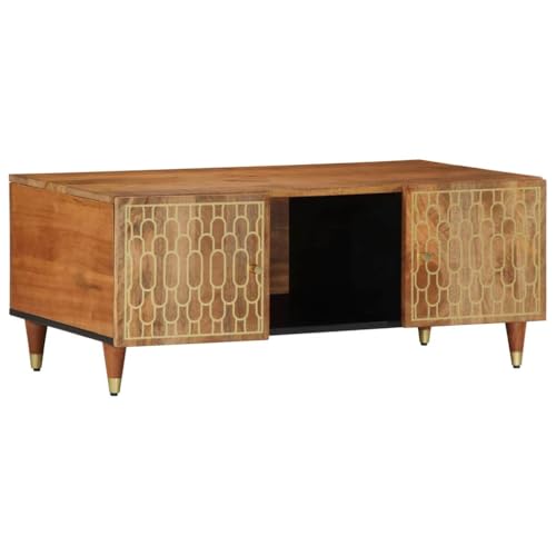 Table basse manguier massif avec rangement pour salon ordonné chic - 2