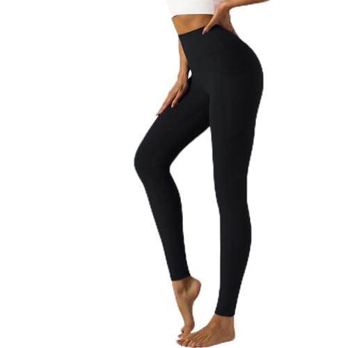 YOGAFREE Yoga Leggings for Women Buttery Soft Tummy Control Yoga Pants with Pockets High Waisted Workout Gym Leggings Black M