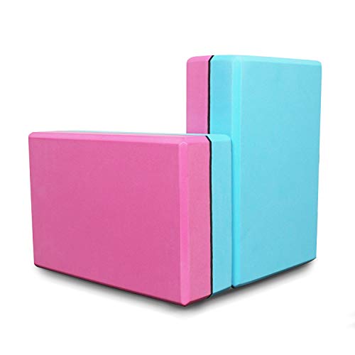 AIPRODA-Yoga-Block-Set-of-2-High-Density-Eco-Friendly-EVA-Foam-Brick-SolidDual-Color-Yoga-Blocks-Provides-Stability-Balance-for-Improve-Strength-and-Deepen-Pose-Yoga-Pilates-Props-PinkBlue