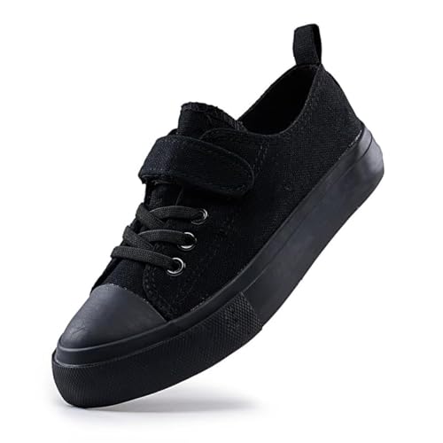 LUMUBBY Kid Shoes for Boys Girls Toddler Little Kid Canvas Low Top Sneakers Classic Adjustable Strap Lace up Shoes for Kids Breathable Lightweight