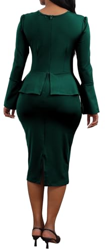 Women's Dress Work Business Dress Bodycon Split Long Sleeve Round Neck Pencil Dresses2