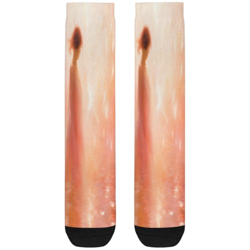 Women's Mid-Calf Socks Abstract Girl Knee High Socks Silky Soft Thin Material,Girl Tall Boot Socks 1 Pairs2