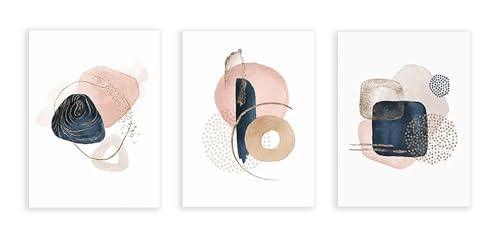 Affiches et impressions sur toile géométriques 3 pièces PMCTAZ bohème rose