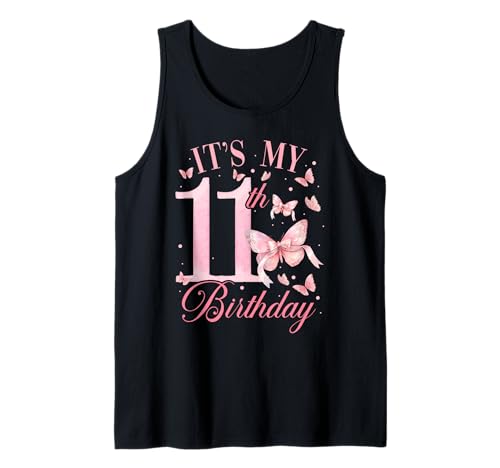 Camisa de cumpleaños número 11 para niñas de 11 años de edad, diseño de mariposa Camiseta sin Mangas