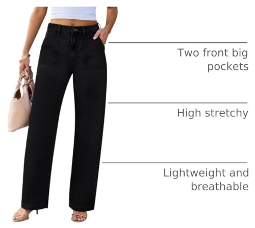 Image of Wide Leg Jeans for Women High Waist Stretch Cargo Denim Pants