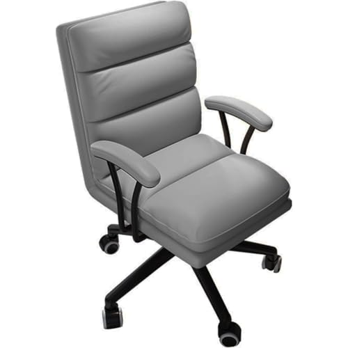 Shally Dogan Sedia Da Scrivania Reclinabile Con Imbottitura Ad Alta Densità, Poltrona Da Ufficio Con Rivestimento Eco Pelle, Design Ergonomico, Ideale Cameretta, Casa, Studio, Lavoro (Grigio Chiaro) - 4