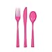 Price comparison product image Hot Pink Solid Assorted Plastic Cutlery - Classy & Elegant Flatware Design - Perfect for Parties, Weddings & Events - 18ct