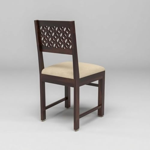 Image of Wood Dining Table with Chair 4 Seater || Dining Table Set || Dining Room Set || Wooden 4 Seater Dining Table || Modern and Unqiue Dining Table Home Living Room (4 Seater Dining Table) Walnut Finish