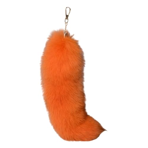 Admireme Fluffy Faux Fox Tail Fur Keychain Wolf Therian Tail Keyring Halloween Cosplay Party Costume