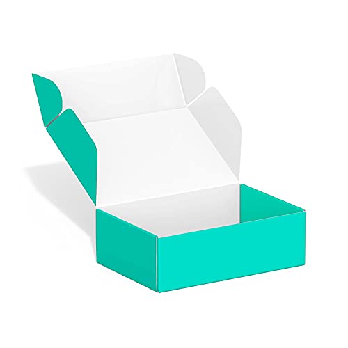 Image of 50 Pack 4 inchx6 inchx2 inch Shipping Boxes, Corrugated Cardboard Small Box Mailer, Shipping Boxes for Small Business for Gift Packing- TONESPAC (4 inchx6 inchx2 inch, Teal)