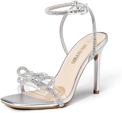 DREAM PAIRS Women's Ankle Strap High Heel Sandals – Silver, Size 7 – Elegant Elevated Style