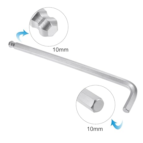 Unifizz 10mm Ball End Hex Key Wrench, L Shaped Long Arm Cr-V Allen Wrench Repairing Tool - Image 3