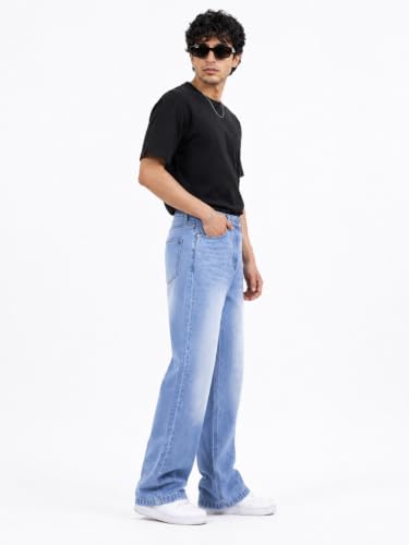 MQ Denim Men's Straight Fit Mid-Wash Jeans (Blue) Ice Blue - Image 3