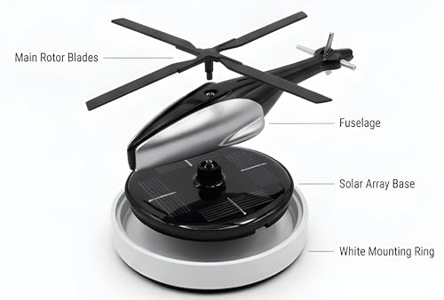 Image of Eltron Turbo Imported Glider Working On Solar Power Car Interior Accessories Decoration Rotating Fan Dashboard Aroma Organic Fragrance Car Perfume (Matt SIlver, Helicopter Silver)