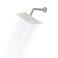 Lordear Rain Shower Head 6 Inch Solid Ultra Thin 304 Stainless Steel Adjustable Square Rainfall Shower Head Waterfall Full Body Coverage with Silicone Nozzle 6” Waterfall Showerhead,Brushed Nickel
