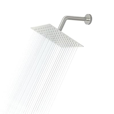 Lordear Rain Shower Head 6 Inch Solid Ultra Thin 304 Stainless Steel Adjustable Square Rainfall Shower Head Waterfall Full Body Coverage with Silicone Nozzle 6” Waterfall Showerhead,Brushed Nickel