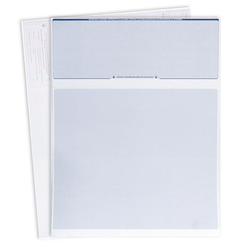 EnDoc Computer Check Paper - 50 Sheets - Business Checks on Top and Stub on Bottom - Security Features & Laser Printer Compatible with Quickbooks Blank Check Stock - Diamond Blue