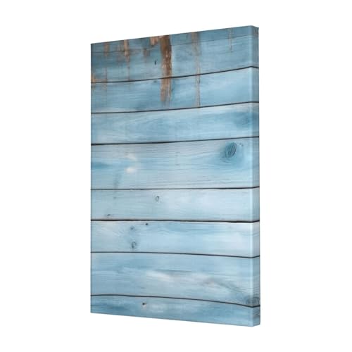 Impression sur toile bleu 40x61 cm encadrée bois pour salon et chambre