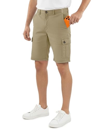 NY Threads Mens Cargo Shorts Relaxed Fit Cotton Casual Work Outdoor Hiking Shorts with Multiple Pockets, 36, Dark Khaki