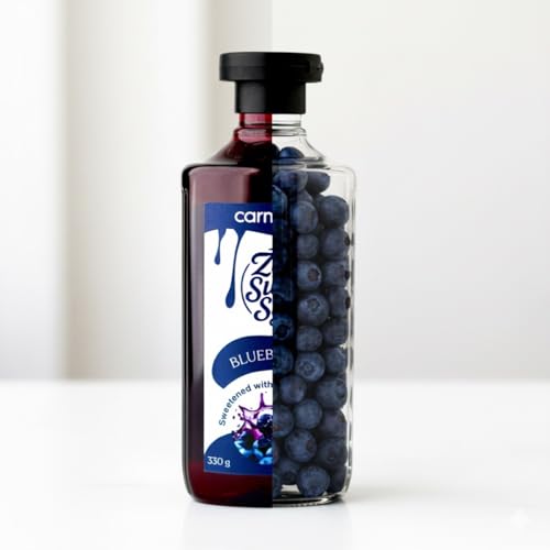 Image of Carmine Zero Sugar Blueberry Syrup - 330g | New & Improved Recipe | Sweetened with Pure Monk Fruit | Natural, Plant-Based Sweetener | No Added Sugar or Artificial Ingredients